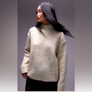 Top Shop Chunky Pullover Cream Ivory Oversized Sweater Sz S NWT